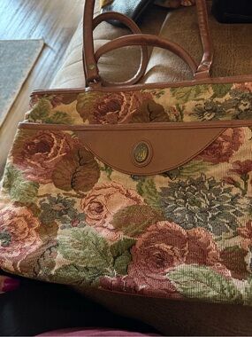 Pacific Connections Floral Tapestry Tote in Pink, Green and Brown